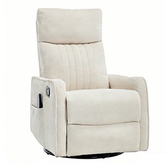 CEWOR Power Recliner Chair with Massage Heated Manual Rocker & Swivel, Remote Controlled & Timing