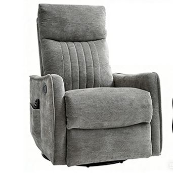 CEWOR Chenille Heated Massage Manual Recliner - Rocker & Swivel, Remote-Controlled Modes & Timing