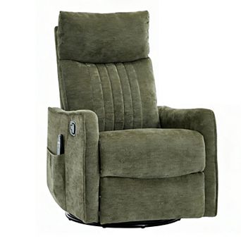 CEWOR Chenille Heated Massage Manual Recliner - Rocker & Swivel, Remote-Controlled Modes & Timing