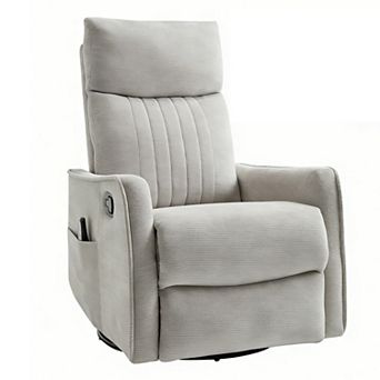 CEWOR Chenille Heated Massage Manual Recliner - Rocker & Swivel, Remote-Controlled Modes & Timing