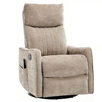 CEWOR Chenille Heated Massage Manual Recliner - Rocker & Swivel, Remote-Controlled Modes & Timing