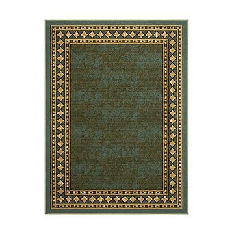 Green Low Profile Bordered Rug