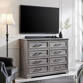 8 Drawers Dresser for Bedroom, Wooden Chest of Drawer w/ Metal Handle, 52" W Rustic Drawer Organizer