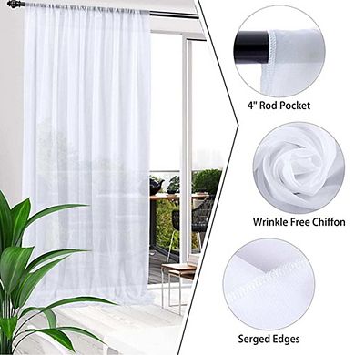 2-Panel White Chiffon Curtains