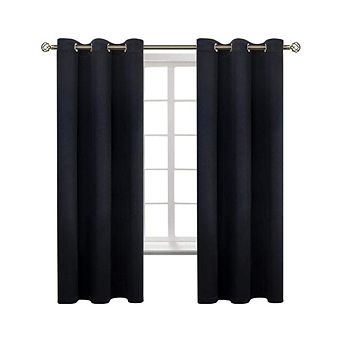 2-Panel Black Thermal-Insulated Curtains