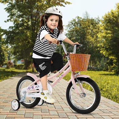 Kids Bike With Training Wheels and Basket Adjustable Bicycle for Ages 3 to 5