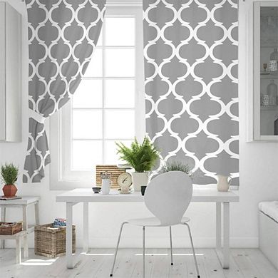 2-Panel Gray Moroccan Lattice Curtains