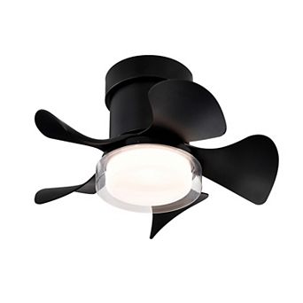 21" Modern Black 5 ABS Blades Flush Mount Standard Ceiling Fan with Integrated LED and Remote