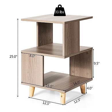 2-Piece Modern Wooden Nightstand Set with Legs for Living Room