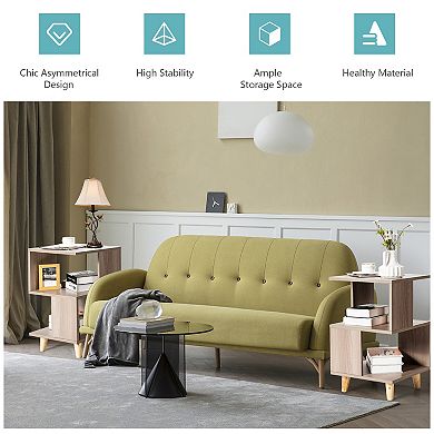 2-Piece Modern Wooden Nightstand Set with Legs for Living Room