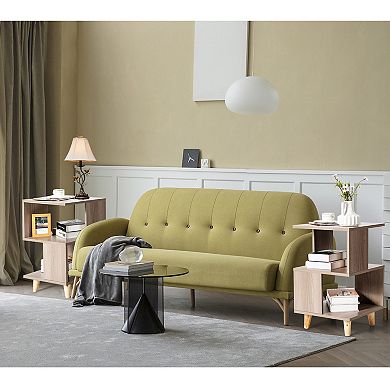 2-Piece Modern Wooden Nightstand Set with Legs for Living Room