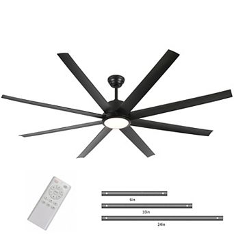 72" Modern 8 ABS Blades Flush Mount Standard Ceiling Fan with Integrated LED and Remote
