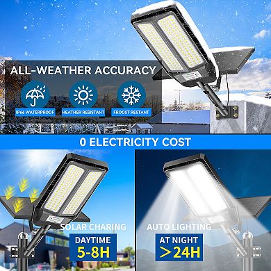 Solar Street Lights Dusk to Dawn, LED Wide Angle Lamp with Motion Sensor for Yard