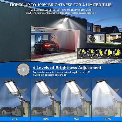 Solar Street Lights Dusk to Dawn, LED Wide Angle Lamp with Motion Sensor for Yard