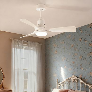 42" Modern White 3 ABS Blades Flush Mount Standard Ceiling Fan with Integrated LED and Remote