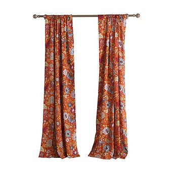 2-Panel Floral Orange Curtains