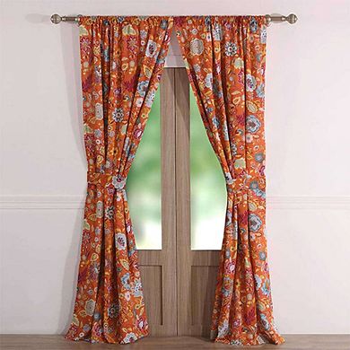 2-Panel Floral Orange Curtains
