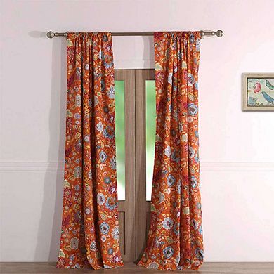 2-Panel Floral Orange Curtains