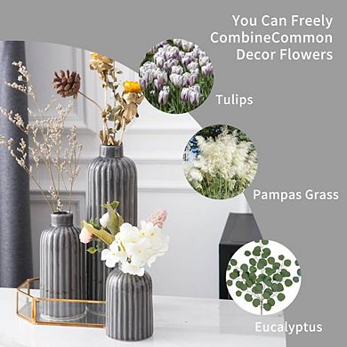 3 Minimalist Ribbed Pottery Ornamental Vase