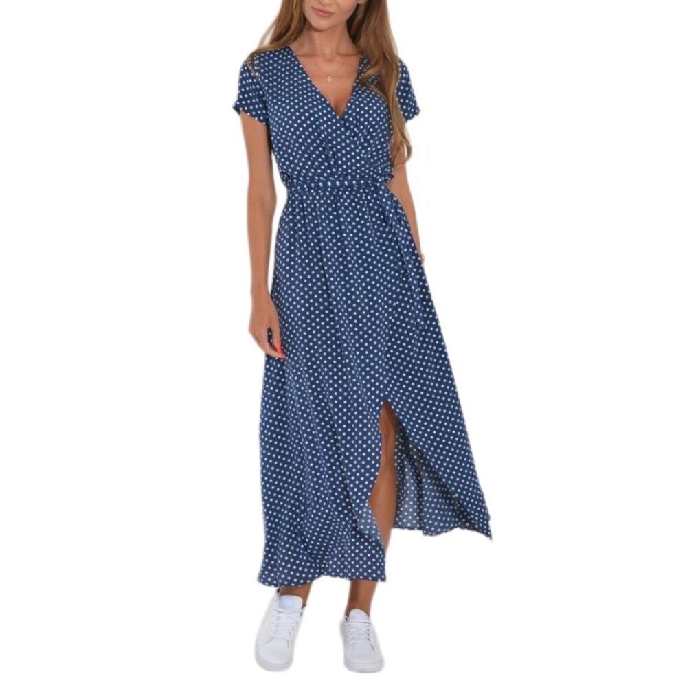 Женские платья Boho Dress Short Sleeve Wrap V Neck Long Flowy Causal Beach Summer Travel Dresses