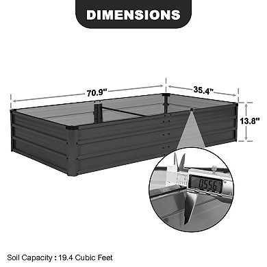 Rectangular Galvanized Raised Garden Bed for Vegetables Flowers Herb