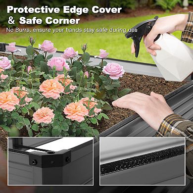 Rectangular Galvanized Raised Garden Bed for Vegetables Flowers Herb