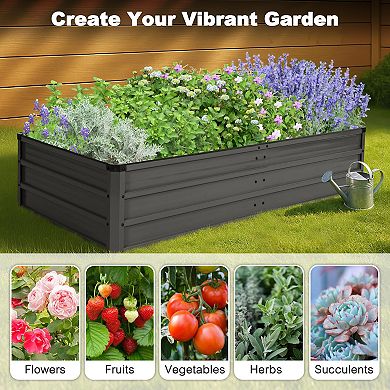 Rectangular Galvanized Raised Garden Bed for Vegetables Flowers Herb