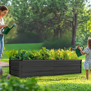 Rectangular Galvanized Raised Garden Bed for Vegetables Flowers Herb