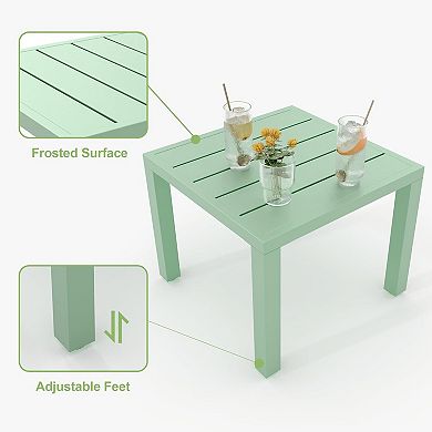 3-Piece Outdoor Bistro Set Stackable Patio Chairs Square Table Modern Metal Furniture