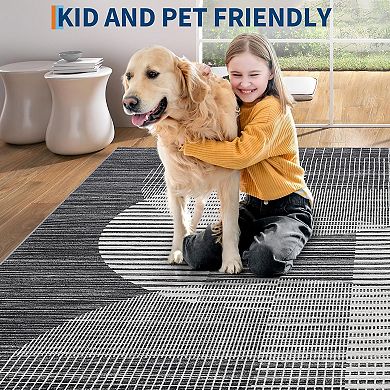 ANIXOL Washable Geometric Area Rug