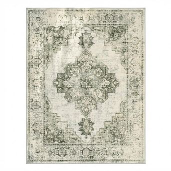 Boho Vintage Farmhouse Area Rug, Washable Non-Slip Low pile Rugs Carpet, Living Room Bedroom Dining
