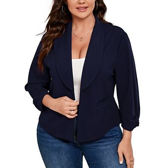Women's Plus Size Casual Blazers Open Front Work Office Jackets Blazer with Pockets