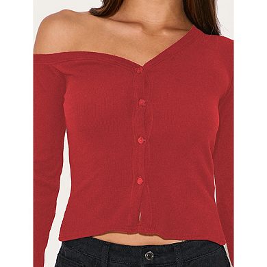 Women Long Sleeve Tops Lightweight Cardigan Cropped Going Out Shirts Knit Button Down Tops