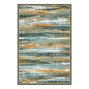 Modern Abstract Area Rug Low Pile Washable Indoor Carpet for Contemporary Living Room Office