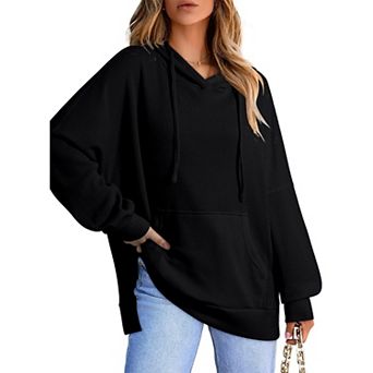 Womens Hoodies Casual Waffle Knit Long Sleeve Drawstring Pullover Sweatshirts Hooded Tops