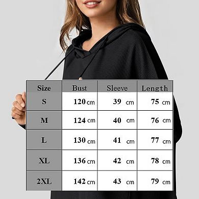 Womens Hoodies Casual Waffle Knit Long Sleeve Drawstring Pullover Sweatshirts Hooded Tops