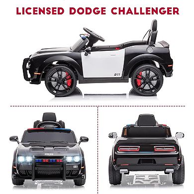 12V Kids Licensed Dodge Challenger Ride-On Car, Electric Vehicles with Remote, LED Lights, Bluetooth
