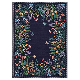 ANIXOL Washable Floral Area Rug