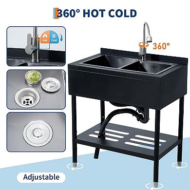 36.6x22.2x38.9 Stainless Steel Sink 2.0 Series Durable Corrosion Resistant Easy to Clean Rust Proof
