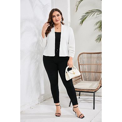 Women's Plus Size Blazer Open Front Long Sleeve Business Casual Outfits Suit Jacket Blazers