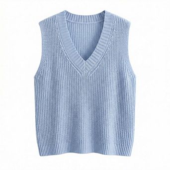 Women's V-neck Casual Loose Knit Sweater Vest