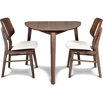 New Classic Furniture Oscar Corner Table and 2 Wood Back Chairs