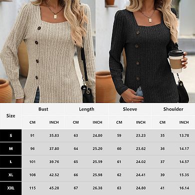 Women Sweaters Long Sleeve Lightweight Square Neck Soft Basic Knit Loose Fit Pullover Top Outfits