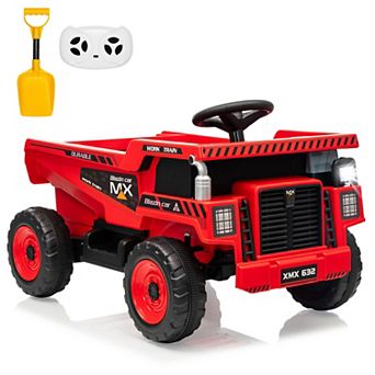 ANIXOL 12V Kids Ride-On Dump Truck, Electric Construction Toy with Remote, Dump Bed & Music