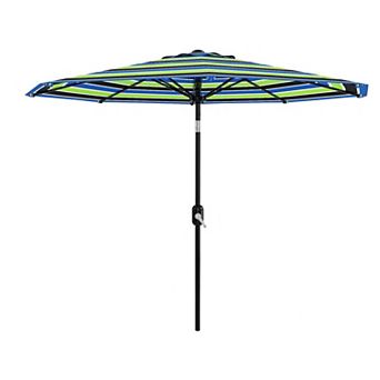 9FT Patio Umbrella Market Umbrella Table Umbrella with Push Button Tilt Crank 8 Ribs