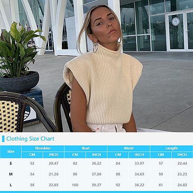 Women's Mock Neck Sleeveless Sweater Vest Casual Cap Sleeve Knit Pullover Tank Tops Clothes