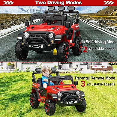 12V Kids Electric Ride On Car with 2.4G Remote Control, 3 Speeds, Soft Start, Music