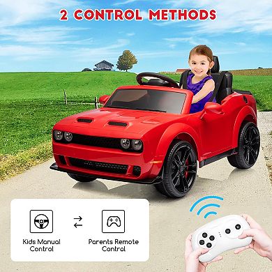 12V Kids Licensed Dodge Challenger Ride-On Car, Electric Vehicles with Remote, LED Lights, Bluetooth