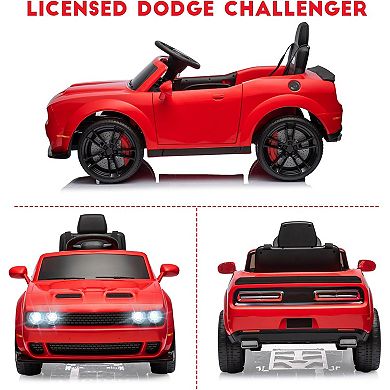 12V Kids Licensed Dodge Challenger Ride-On Car, Electric Vehicles with Remote, LED Lights, Bluetooth