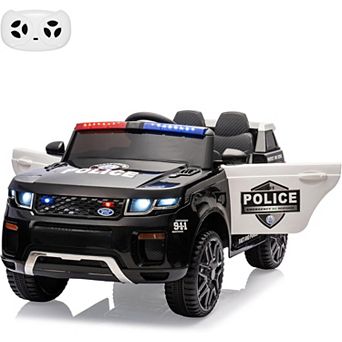 12V Kids 2-Seater Ride On Police Car w/ Remote, Flashing Lights, Megaphone, Music for 3 -8